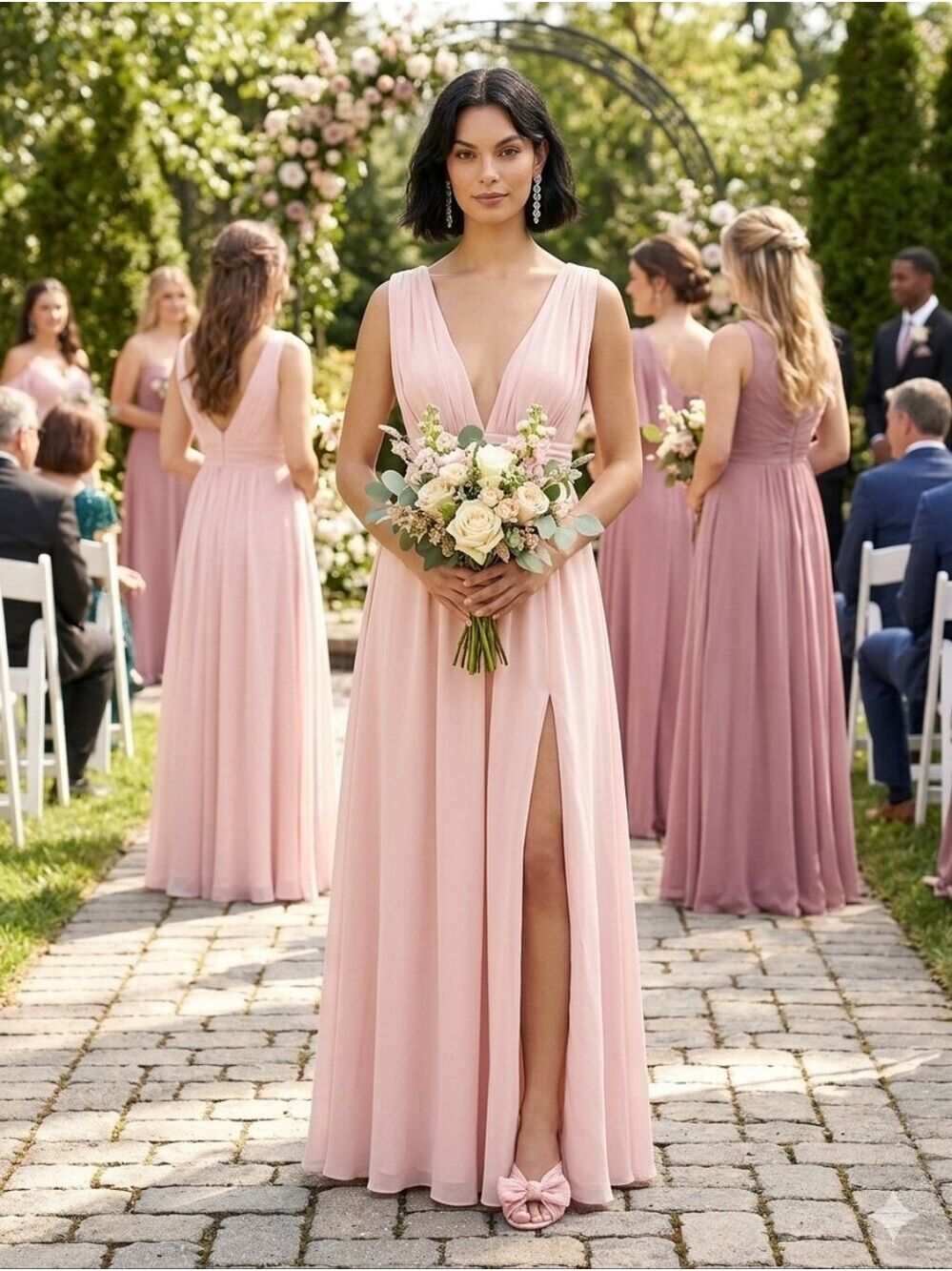 NEW Lulus Heavenly Hues Blush Maxi dress Size Small (altered)